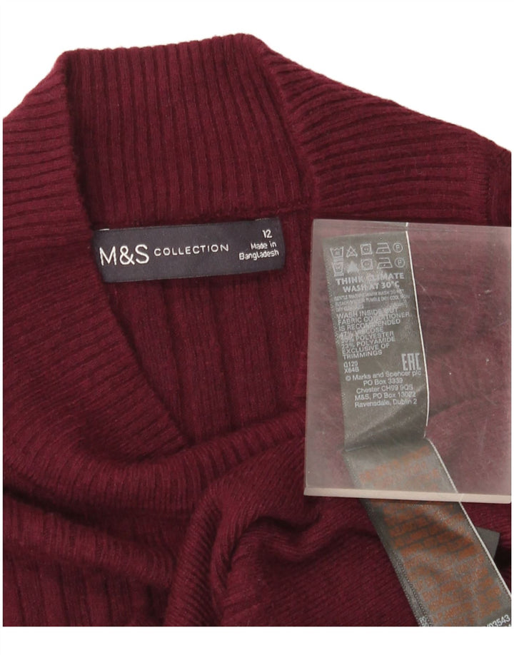 Marks & Spencer Dame Turtle Neck Jumper Sweater UK 12 Medium Burgundy