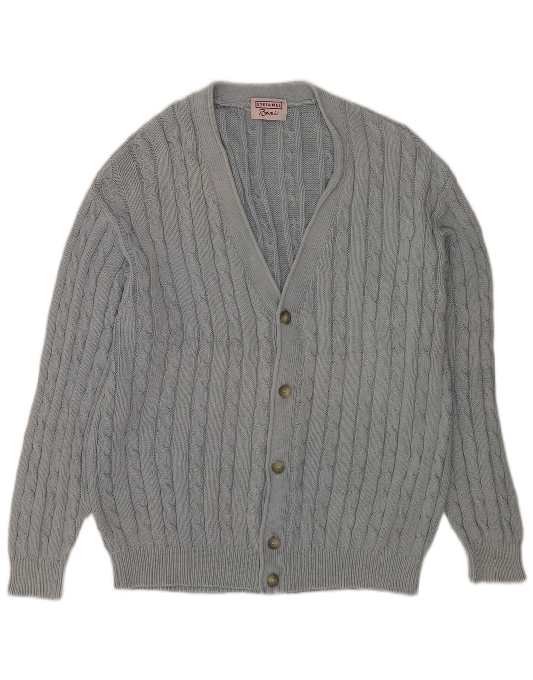 Stefanel Herre Cardigan Sweater Stor Blå Bomuld