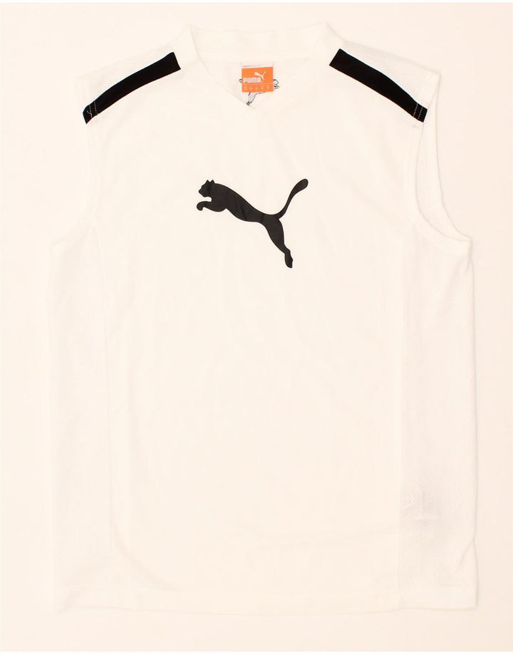 PUMA Womens Graphic Vest Top UK 14 Medium White Polyester Vintage Puma and Second-Hand Puma from Messina Hembry 