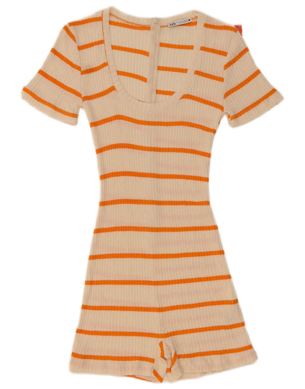 Zara Dame Playsuit UK 8 Small White Striped