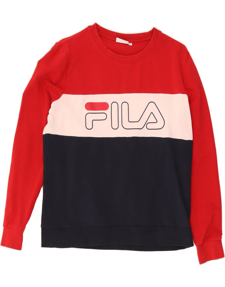 FILA Womens Sweatshirt Jumper UK 14 Medium Multicoloured Colourblock Vintage Fila and Second-Hand Fila from Messina Hembry 