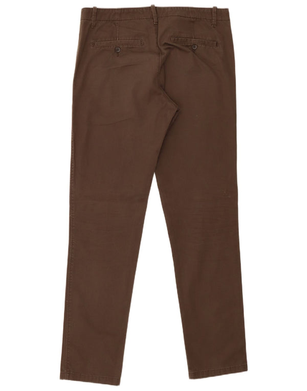 Benetton Herre Skinny Chino Bukser IT 50 Large W34 L33 Brun Bomuld
