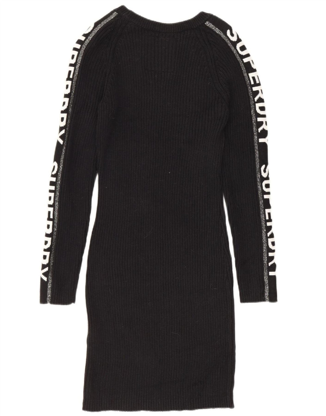 SUPERDRY Grafisk Jumperkjole til kvinder UK 12 Medium Sort Bomuld
