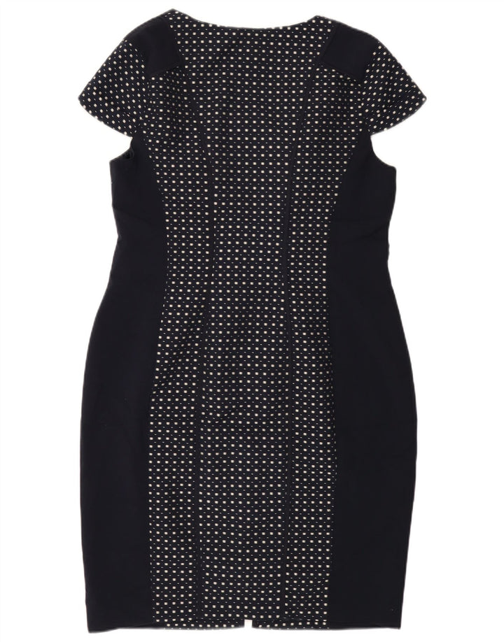 Marks & Spencer Womens Sheath Dress UK 16 Large Navy Blue Spotted