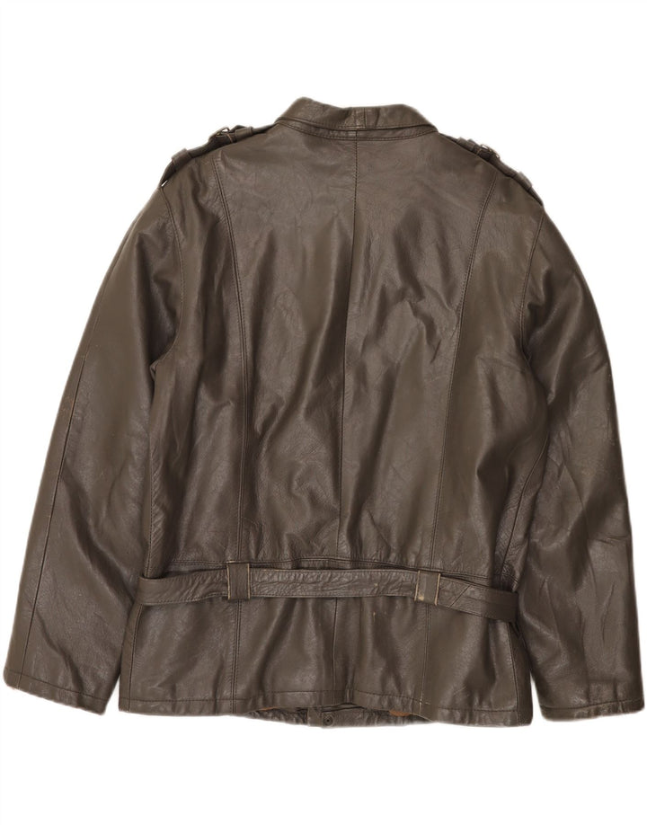 Vintage Herre Military Læderjakke IT 52 XL Grå