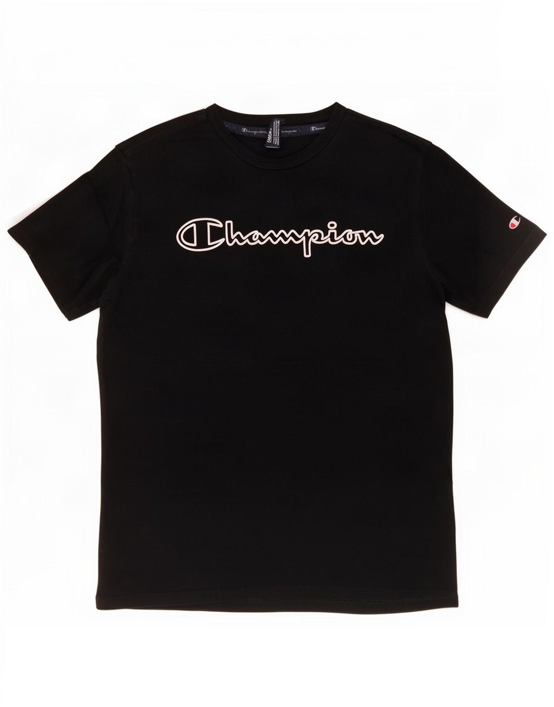Champion Herre Grafisk T-Shirt Top Medium Sort Bomuld