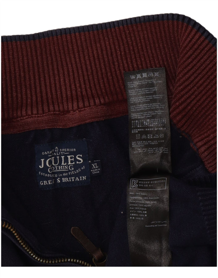 Joules Herre Zip Neck Jumper Sweater XL Navy Blue Bomuld