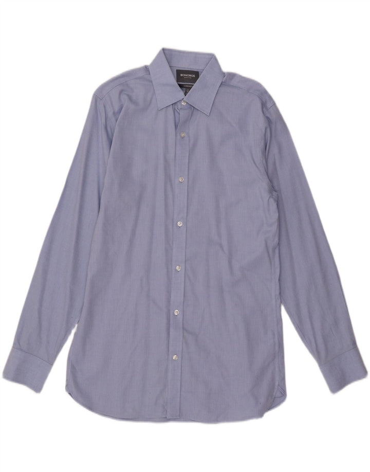 BONOBOS Herre skræddersyet Slim Fit skjorte størrelse 16 Large Blue Cotton