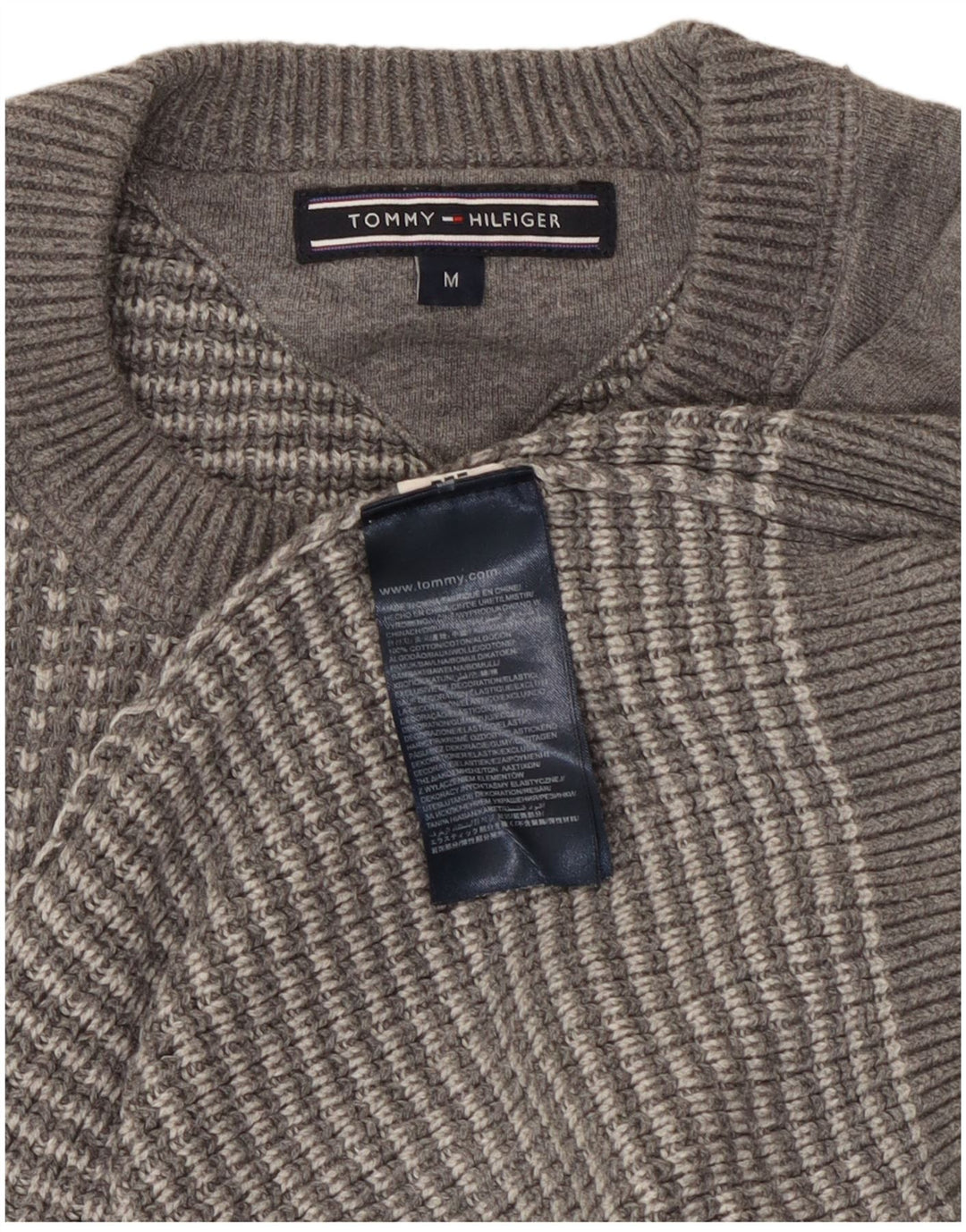 Tommy Hilfiger Herre Crew Neck sweater Medium Grå Geometrisk Bomuld