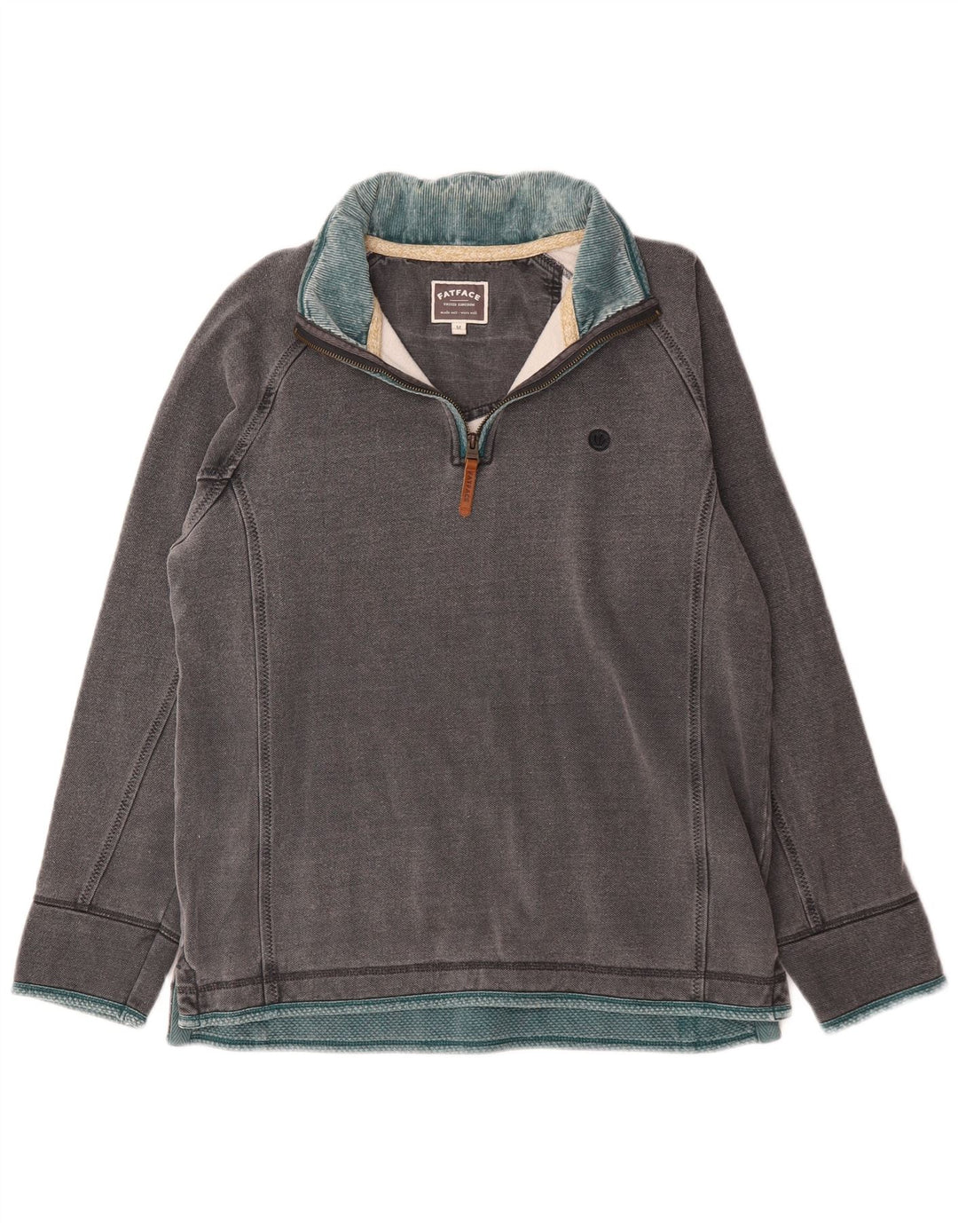 Fat Face Herre Zip Neck Sweatshirt Jumper Medium Grå Bomuld