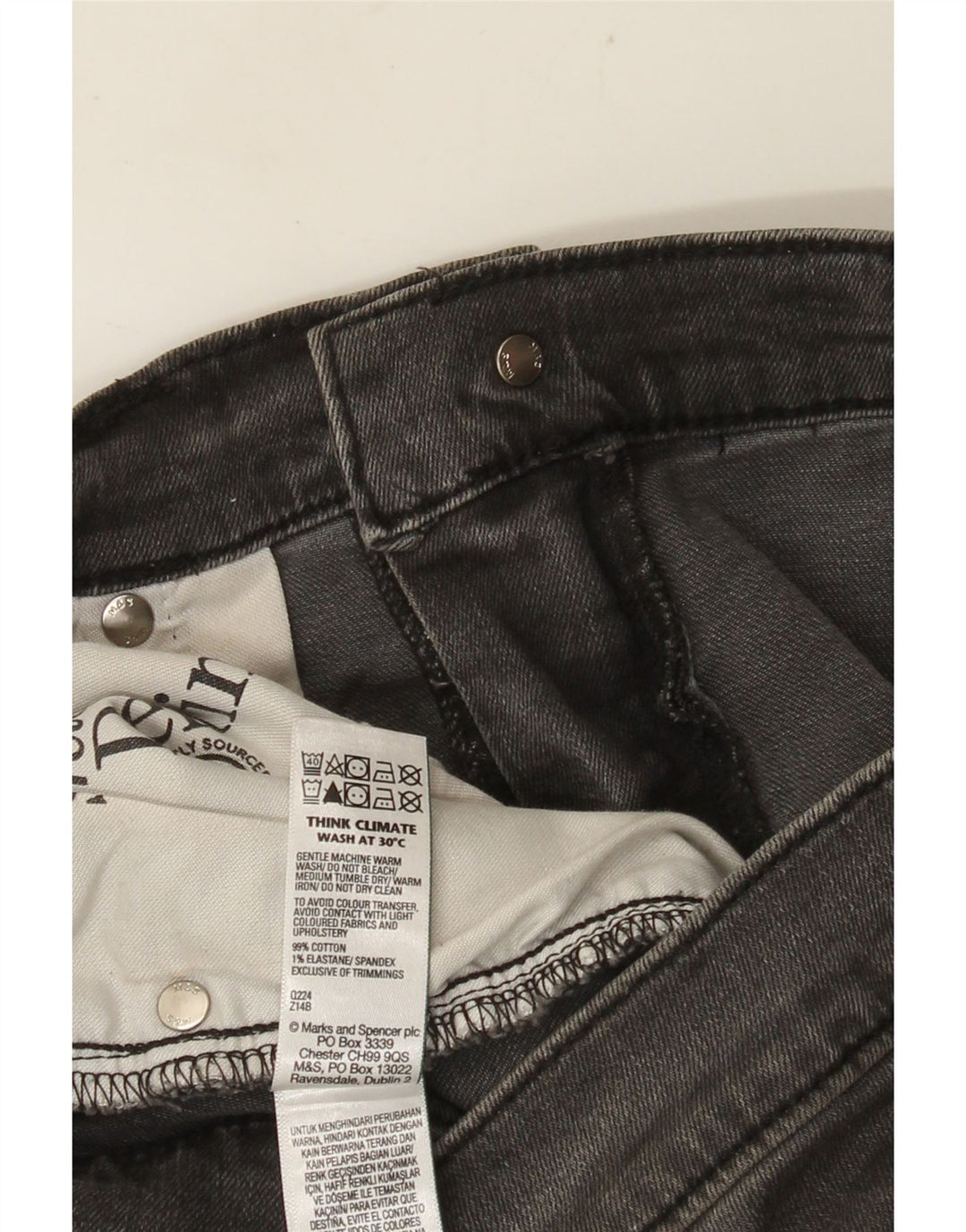 MARKS & SPENCER Straight jeans til mænd W34 L29 Grå bomuld