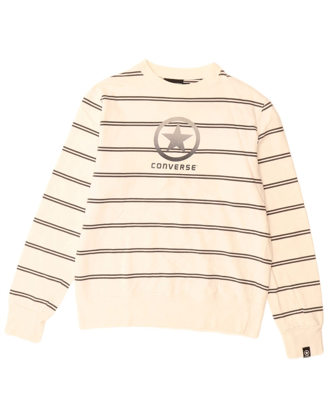 CONVERSE Grafisk sweatshirt til mænd Medium Off White Stribet bomuld