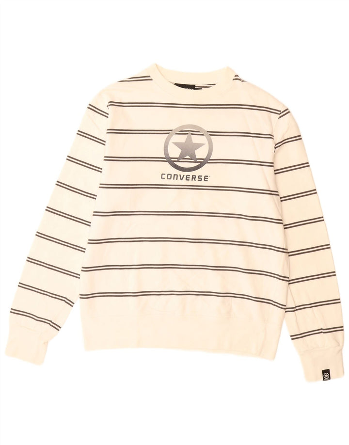 CONVERSE Grafisk sweatshirt til mænd Medium Off White Stribet bomuld