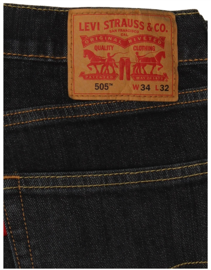 Levi's herre 505 lige jeans W34 L32 marineblå bomuld