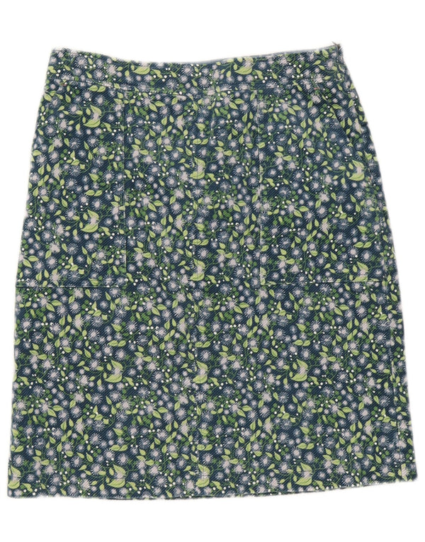 White Stuff Lige nederdel til kvinder UK 8 Small W28 Blue Floral Cotton