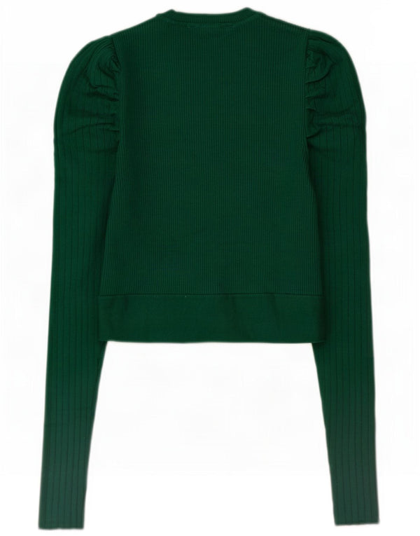 Zara Womens Crop Top Langærmet UK 8 Small Green Viscose