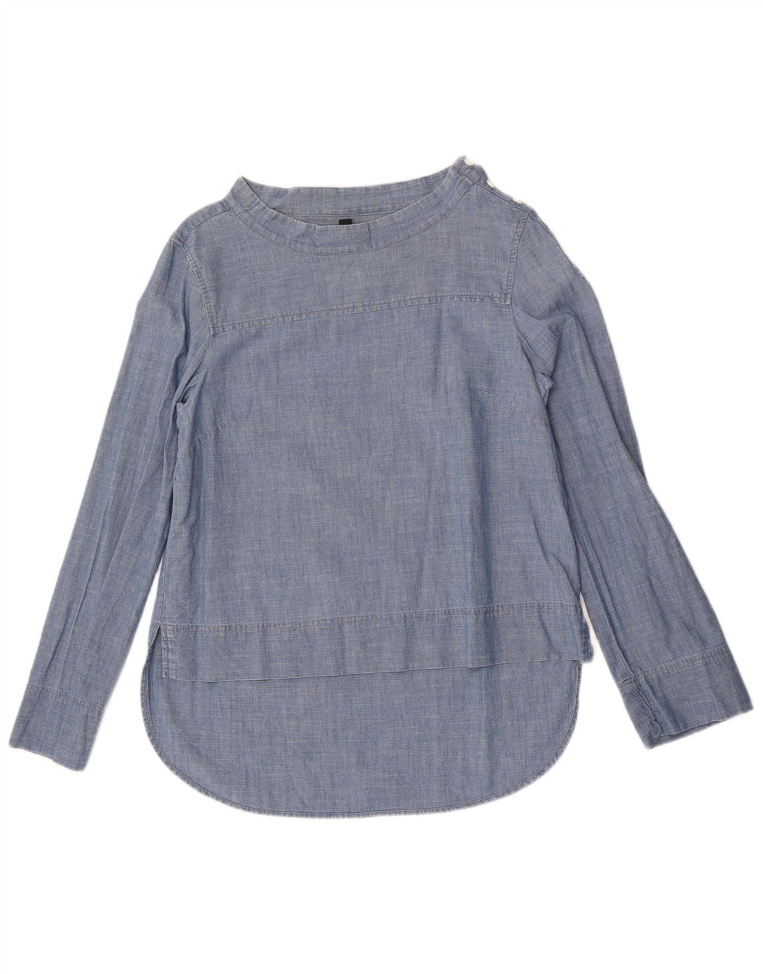 J. Crew Dame Langærmet Bluse Top US 6 Medium Blue Bomuld
