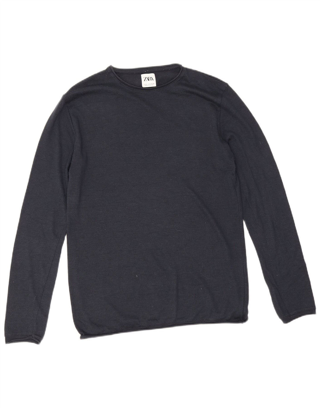 Zara Herre sweater med rund hals, lille marineblå bomuld