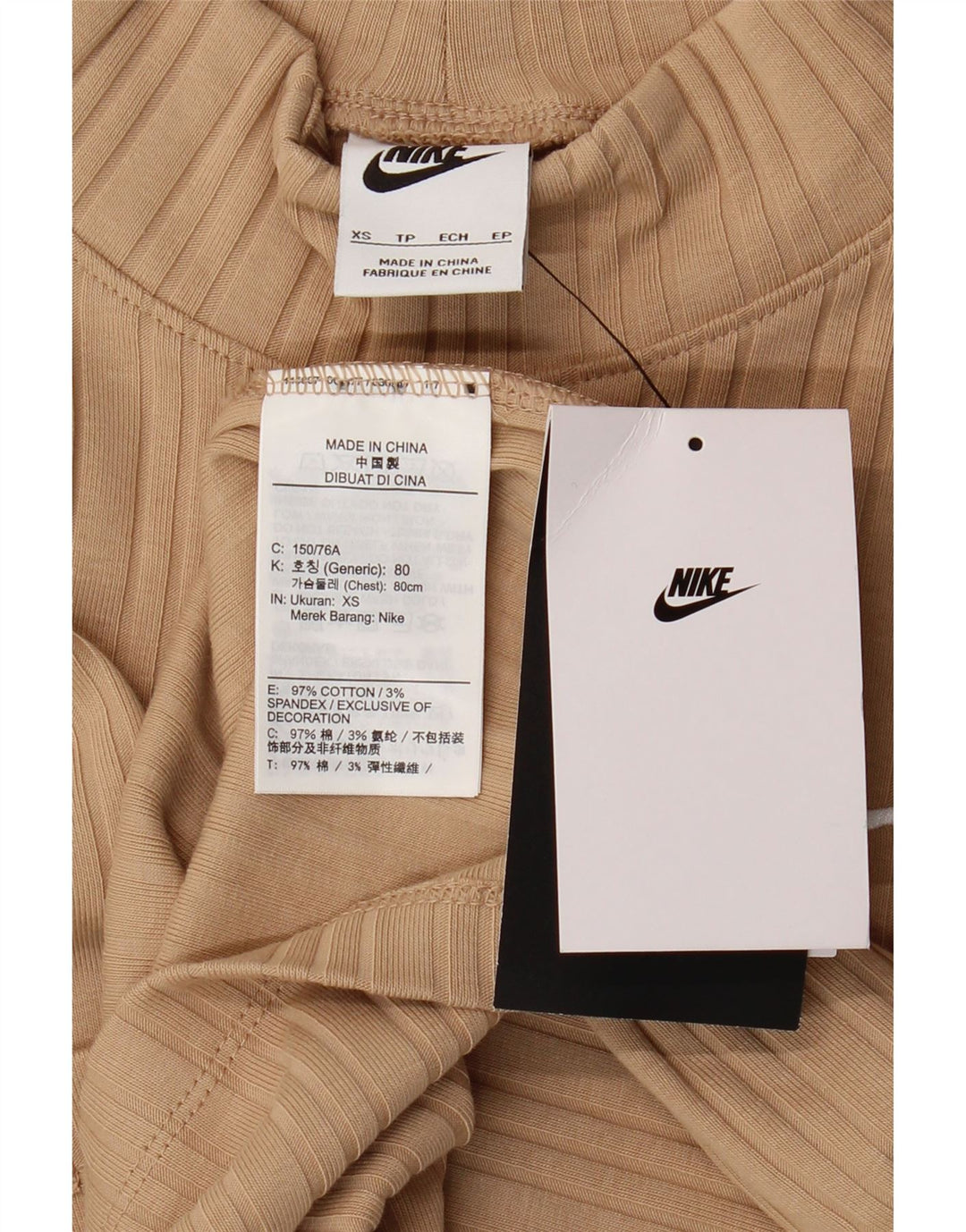 Nike Dametop Langærmet UK 6 XS Beige Bomuld