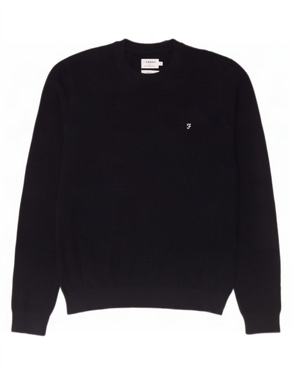 Farah Herre Modern Fit Jumper Sweater med rund hals XL marineblå bomuld
