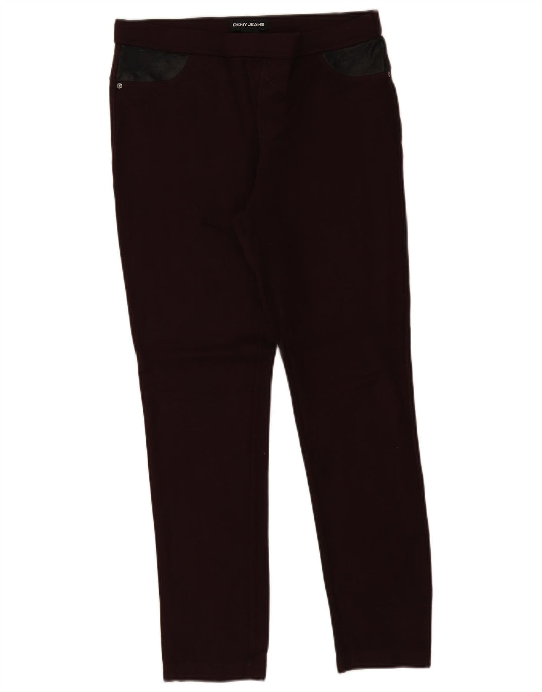 Dkny Womens Leggings UK 14 Medium Burgundy Viscose