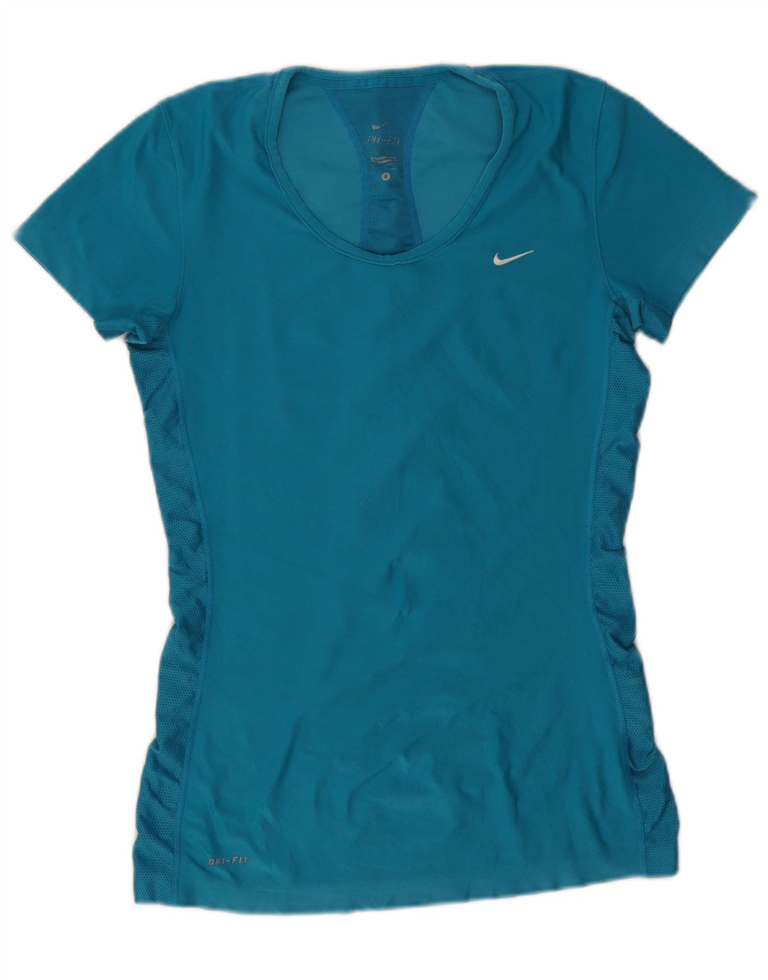 Nike Dame Dri Fit T-Shirt Top UK 10 Small Blue Polyester