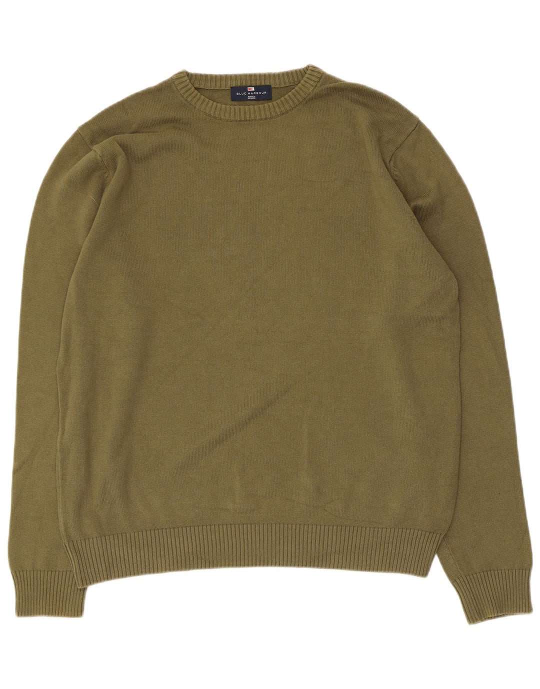 Marks & Spencer Herre Blue Harbor Crew Neck Jumper Sweater Medium Khaki