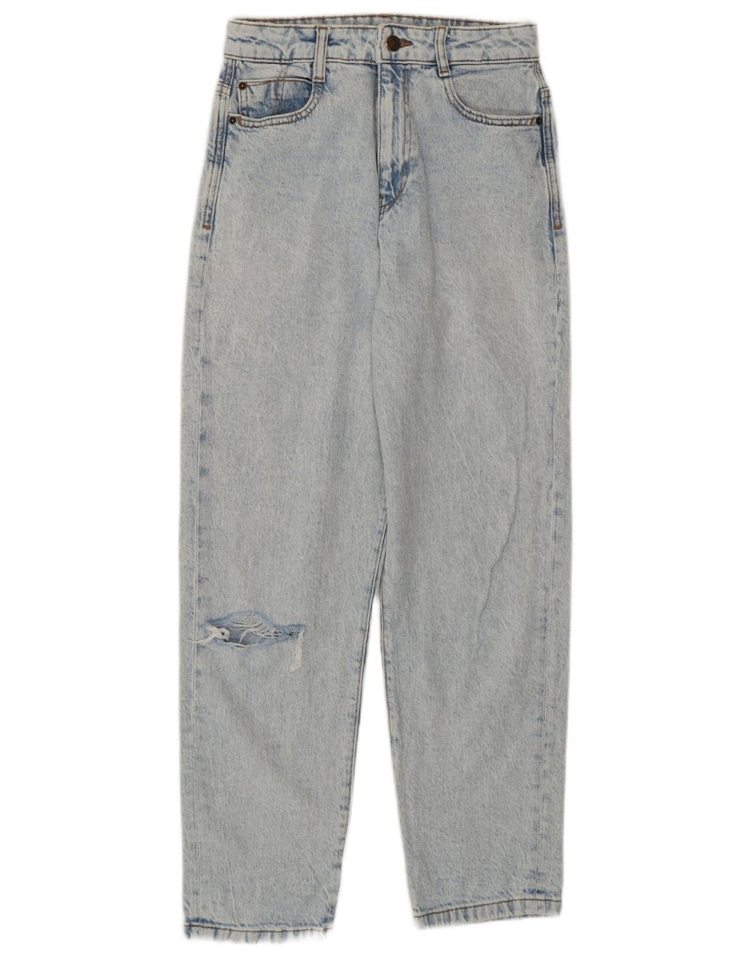 Zara Dame nødlidende højtaljede jeans EU 36 XS W26 L27 Blå Bomuld