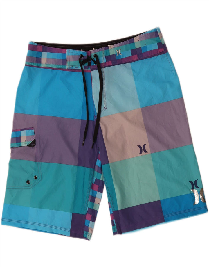 HURLEY Mens Phantom Graphic Swimming Shorts Medium  Multicoloured Check Vintage Hurley and Second-Hand Hurley from Messina Hembry 