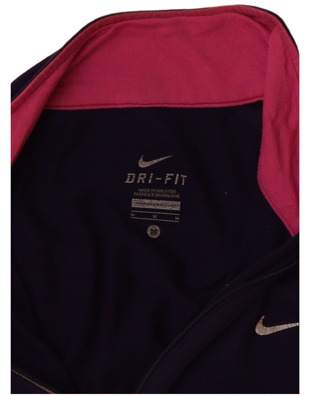 Nike Dame Dri Fit Pullover Træningsdragt Top UK 12 Medium Navy Blue Nylon