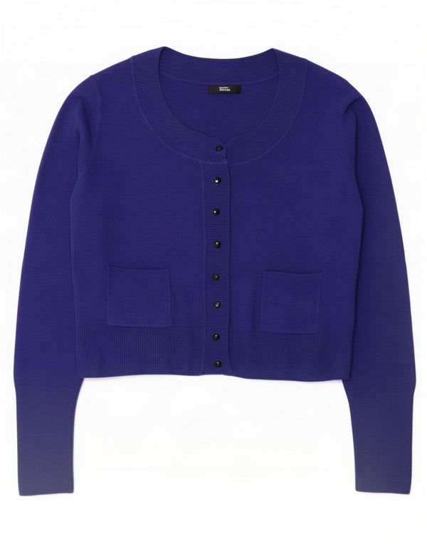 Marks & Spencer Womens Crop Cardigan Sweater UK 14 Large Purple Acryl