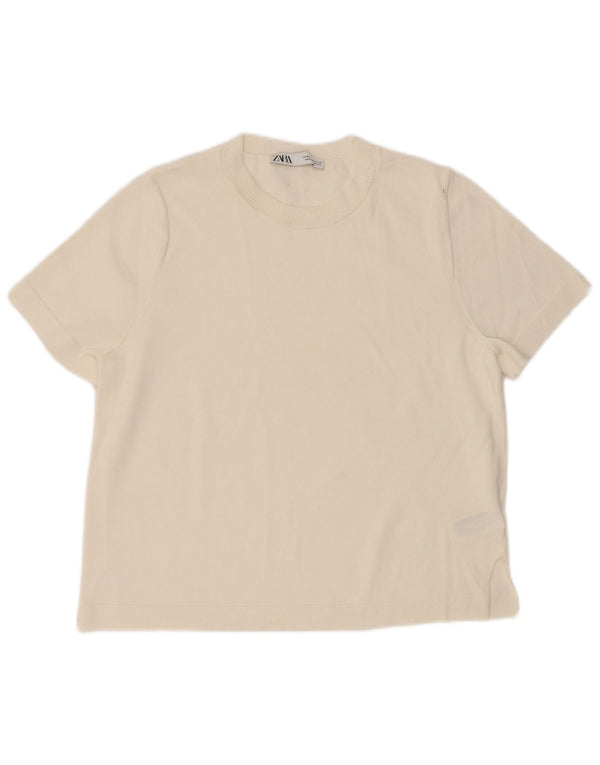 Zara T-Shirt Top UK 14 Medium White Viscose