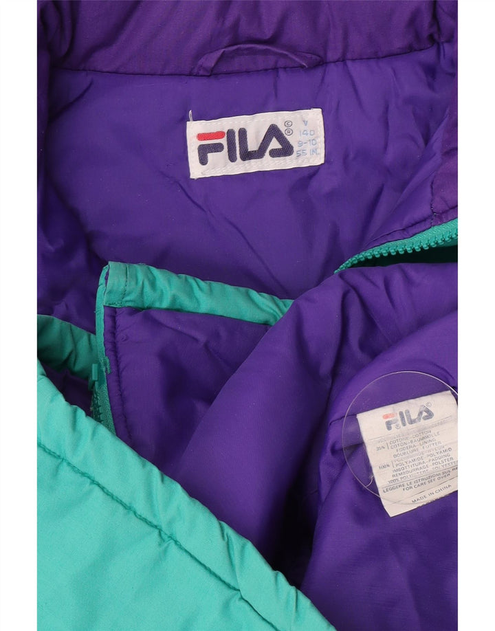 Fila drenge grafisk polstret hættejakke 9-10 år Grøn Colourblock
