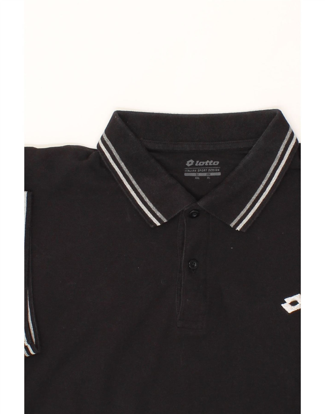 LOTTO Mens Polo Shirt XL Black Vintage Lotto and Second-Hand Lotto from Messina Hembry 