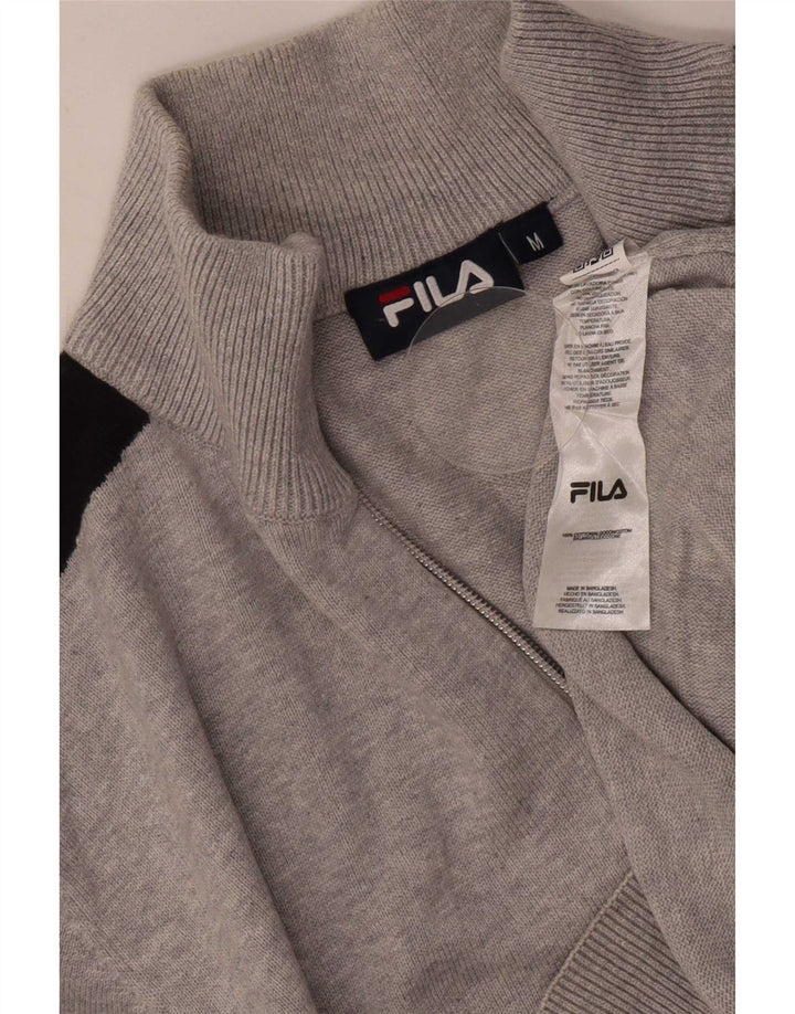 Fila Herre Zip Neck Sweater Medium Grey Colourblock Bomuld