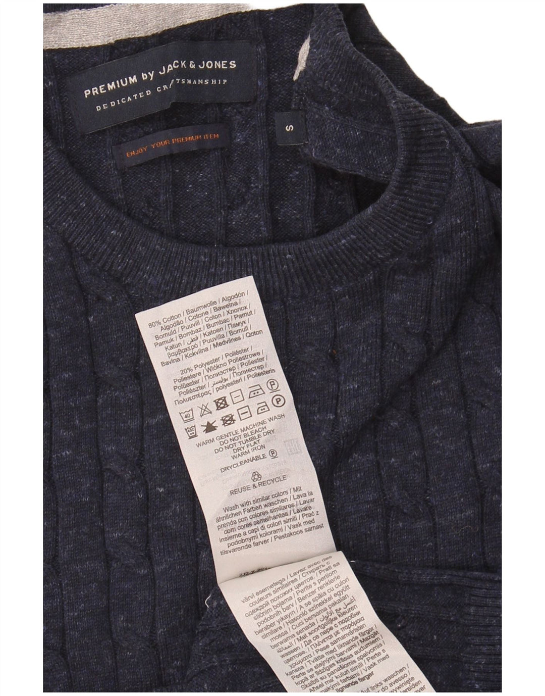 JACK & JONES Mens Crew Neck Jumper Sweater Small Navy Blue Cotton