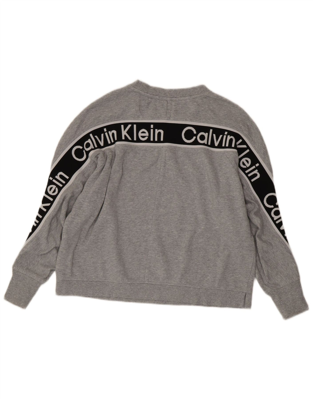 CALVIN KLEIN Dame grafisk sweatshirt trøje UK 18 XL Grå Colourblock