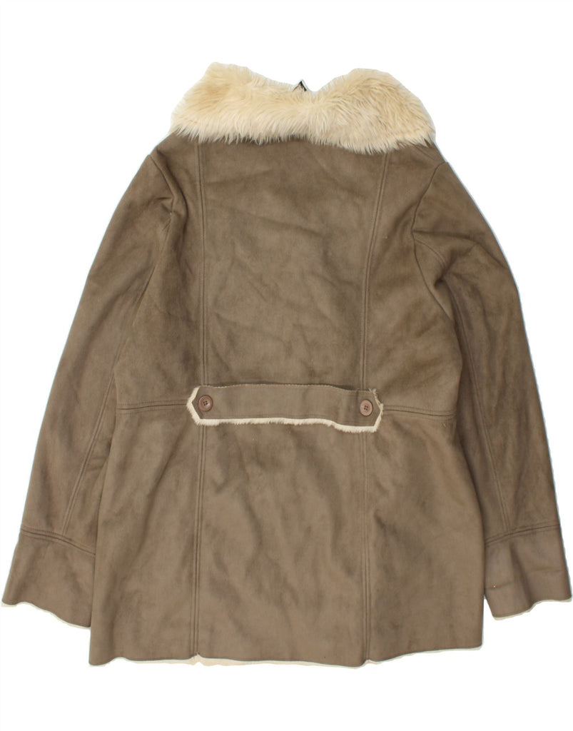 ULLA POPKEN Womens Sherpa Double Breasted Coat UK 24/26 4XL Green Vintage Ulla Popken and Second-Hand Ulla Popken from Messina Hembry 