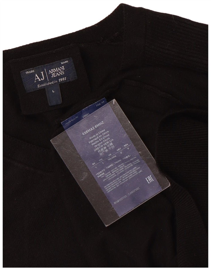 Armani Jeans Herre V-hals sweater Stor Sort Viscose