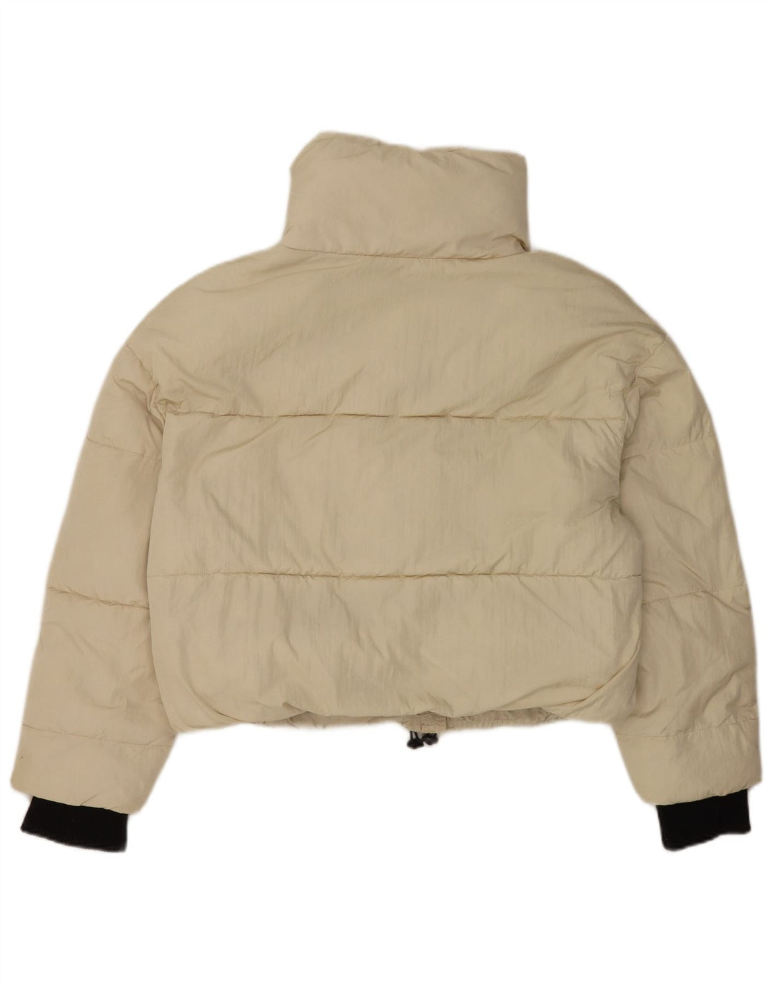Zara Womens Crop Oversized polstret jakke UK 14 Medium Beige Nylon