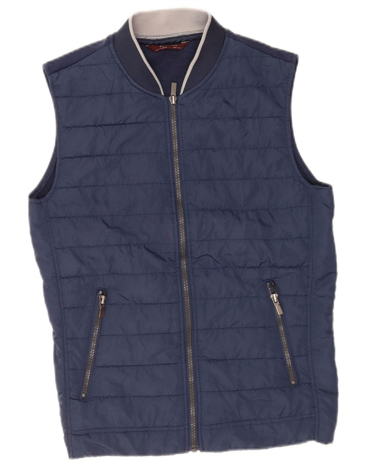 Zara Herre Polstret Gilet UK 36 Small Navy Blue Polyester