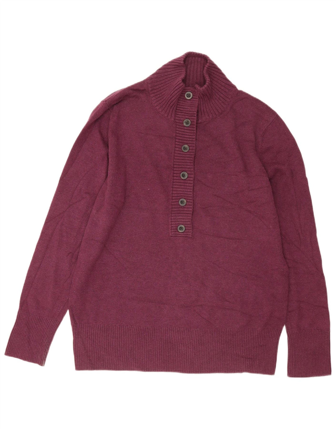 Eddie Bauer Dame Button Neck Sweater XL Bourgogne bomuld