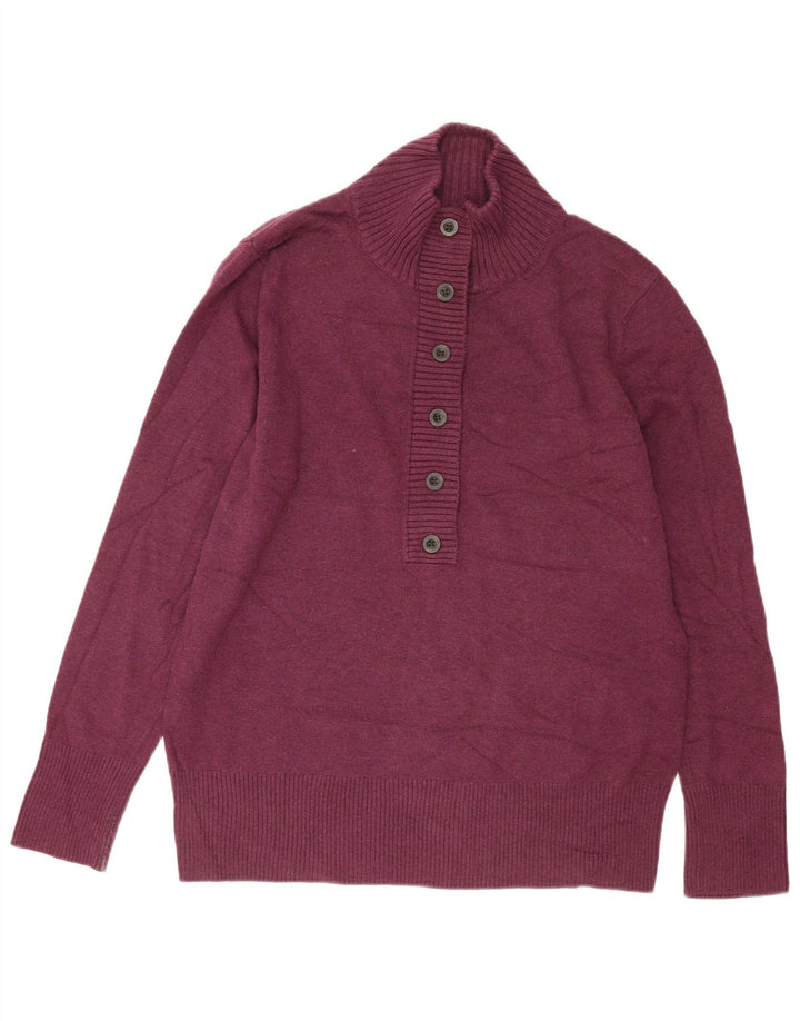 Eddie Bauer Dame Button Neck Sweater XL Bourgogne bomuld