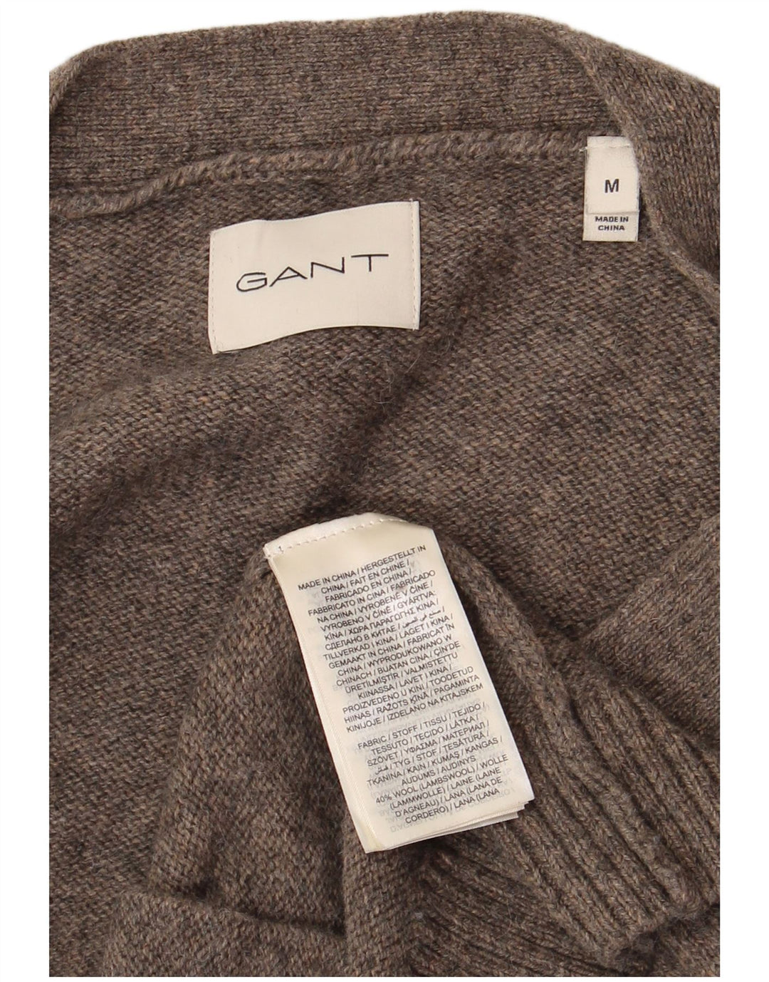 Gant herre cardigan sweater mellemgrå lammeuld