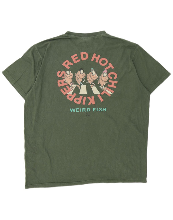 Weird Fish Herre Grafisk T-Shirt Top 2XL Grøn Bomuld