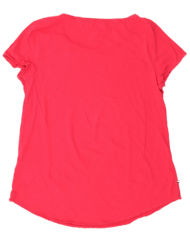 Tommy Hilfiger Dame T-Shirt Top UK 12 Medium Rød Bomuld