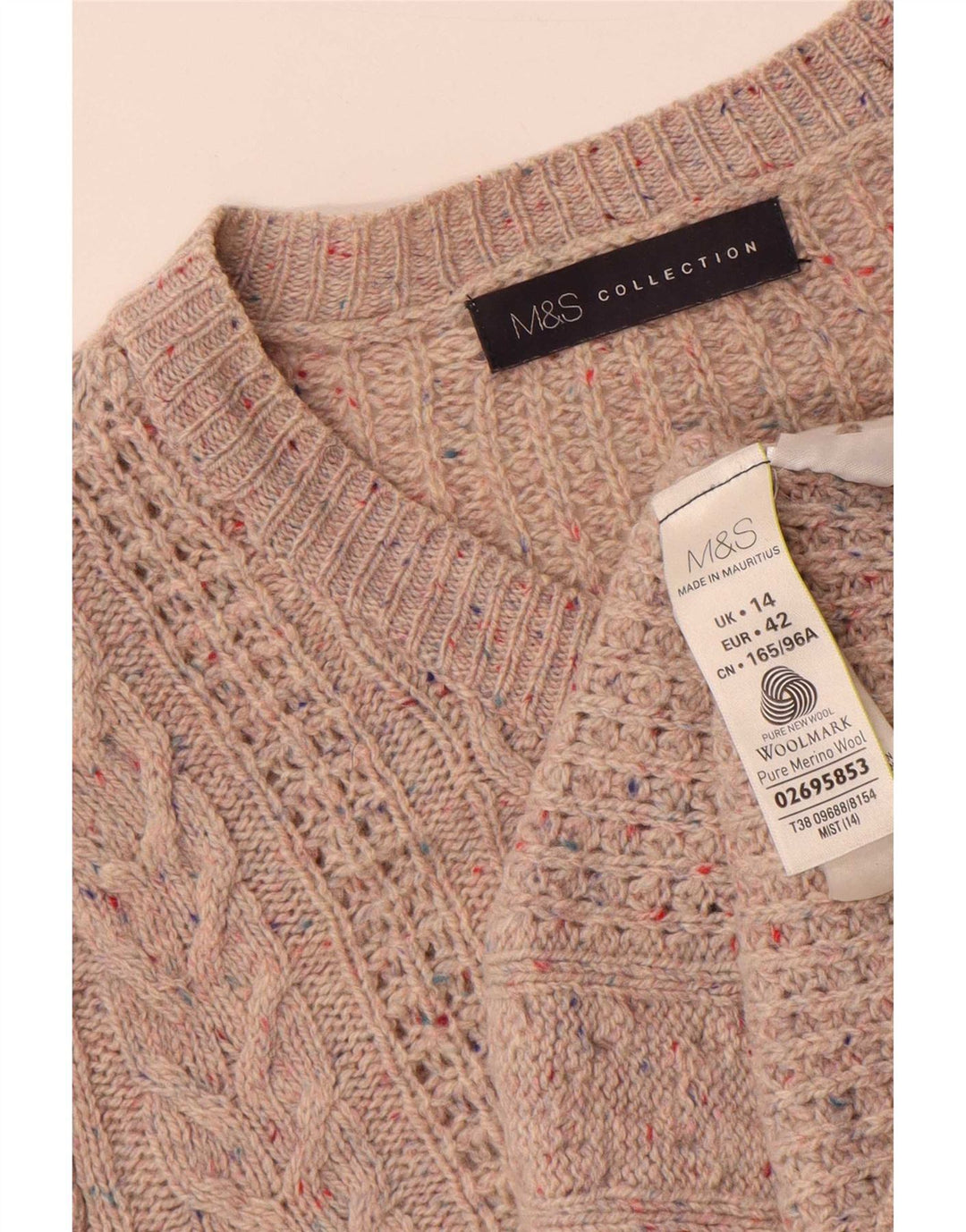 Marks & Spencer Dame Cardigan Sweater UK 14 Large Grey Flecked Wool