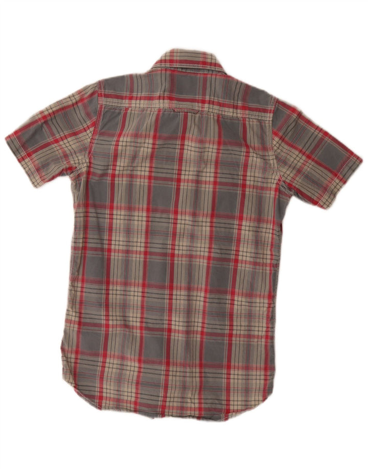 Superdry kortærmet herreskjorte lille grå plaid bomuld