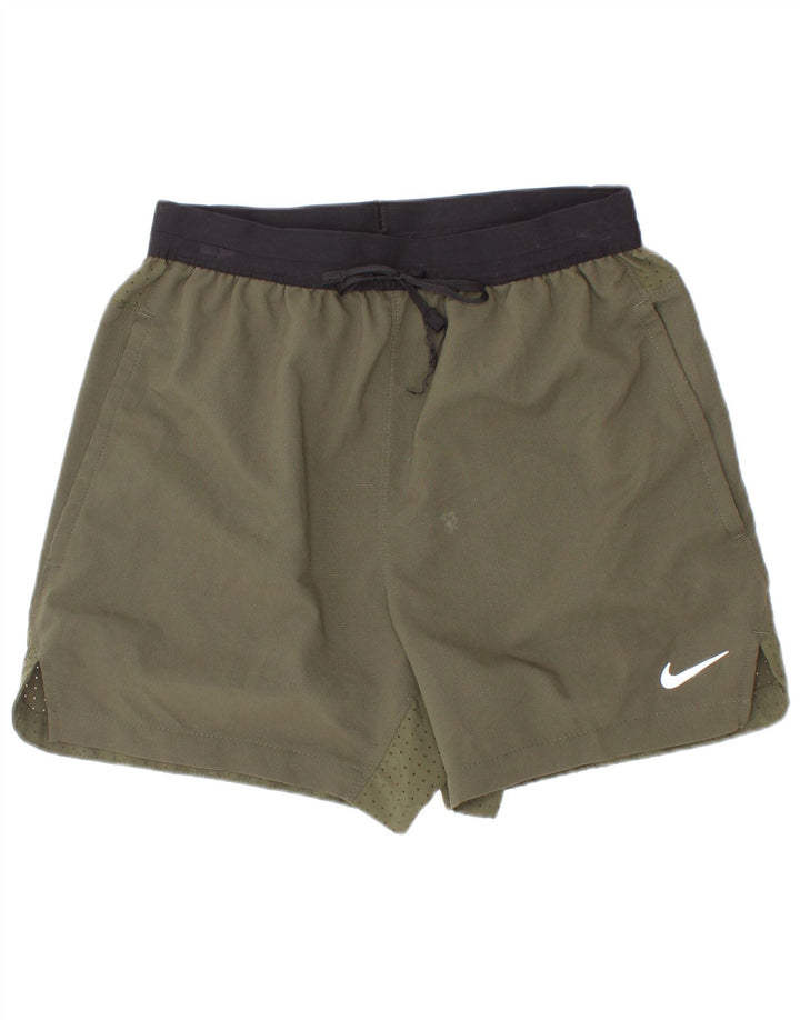 Nike Boys Dri Fit Sportshorts 8-9 år Small Khaki Colourblock Polyester