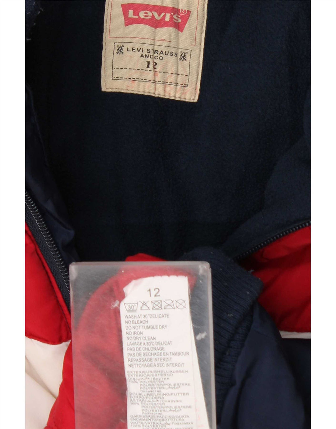 Levi's Boys Polstret Hættejakke 11-12 år Navy Blue Colourblock